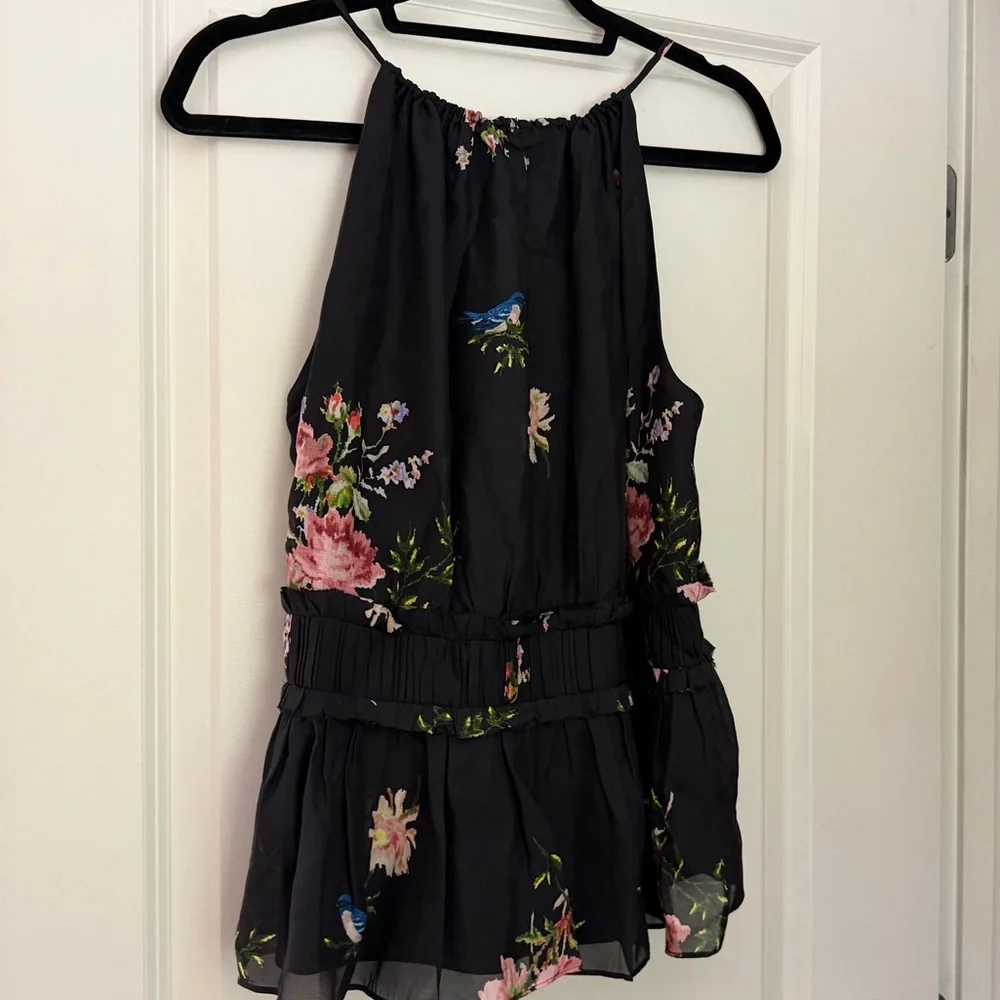 Joie Black Floral Sleeveless Blouse - Picture 2 of 3